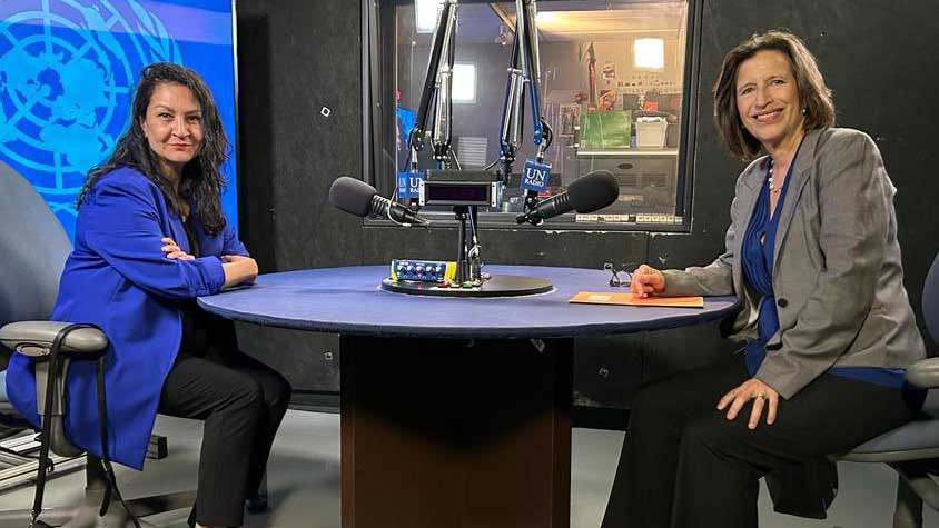 Melissa and Reena in the audio studio