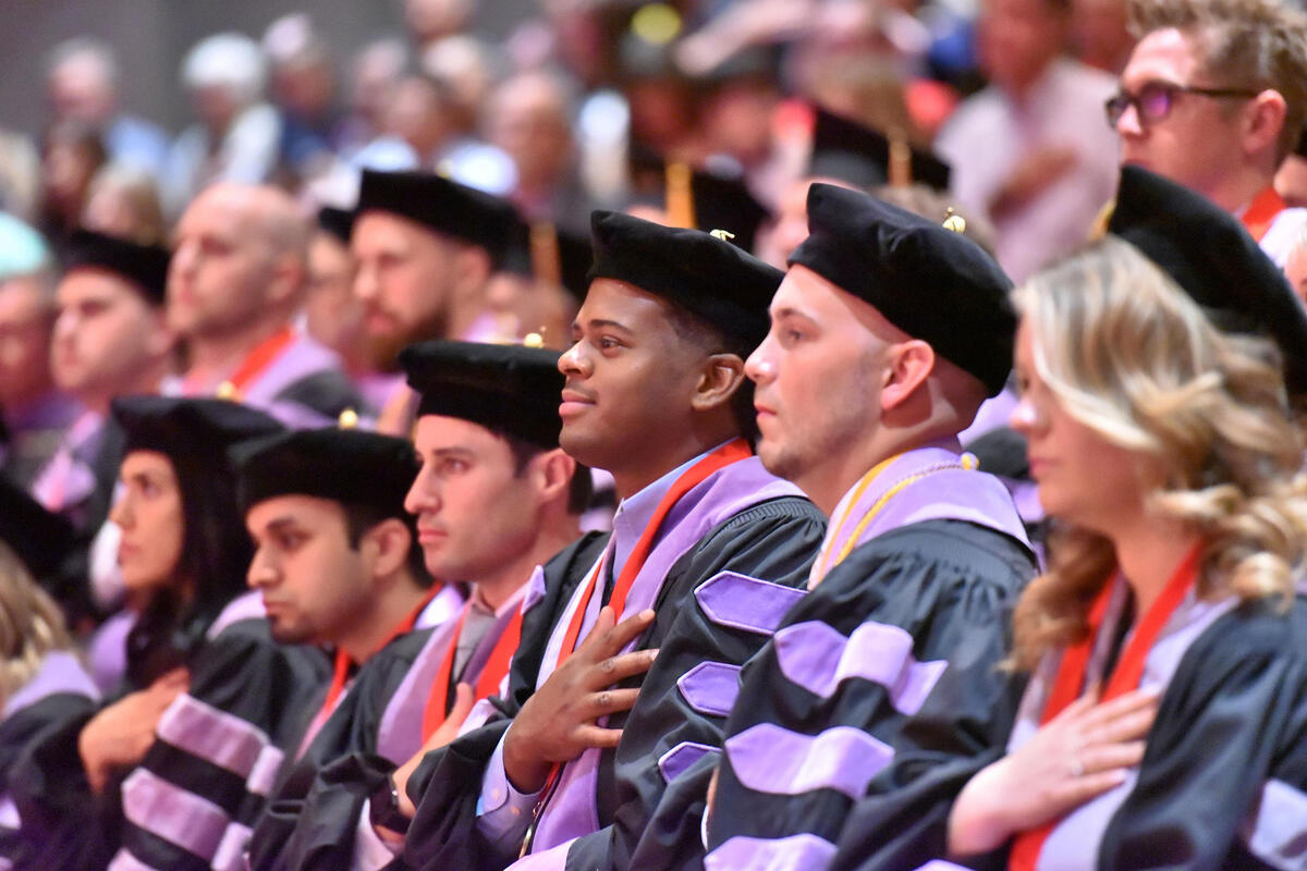 People at a commencement ceremony