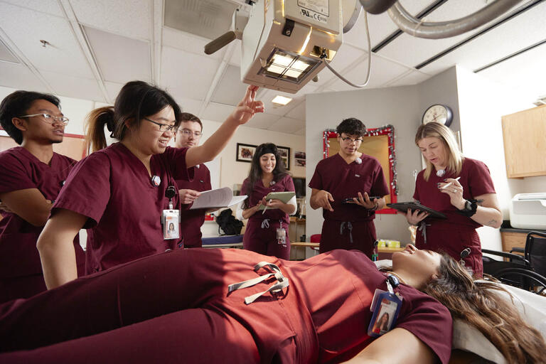 students practicing xrays within a lab