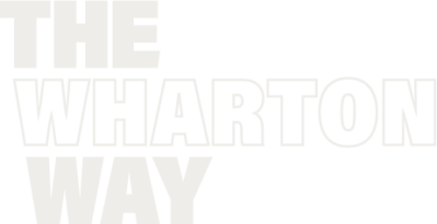 The image shows the phrase "THE WHARTON WAY" in bold, uppercase letters. It likely represents the principles or ethos associated with the Wharton School.