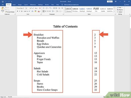 Step 1 Confirm the headings and page numbers are correct in the document.