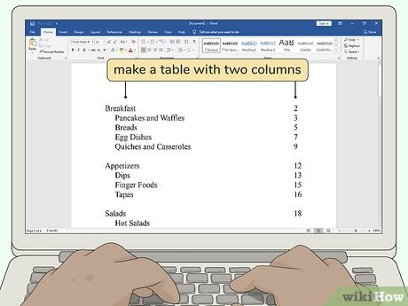 Step 5 Put the content in a table.