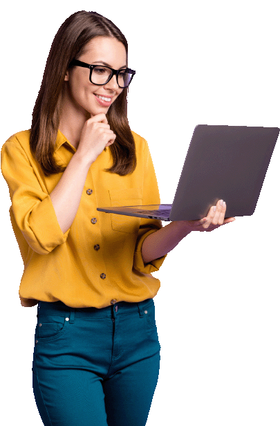 Woman holding laptop