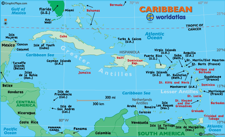 Map of Caribbean