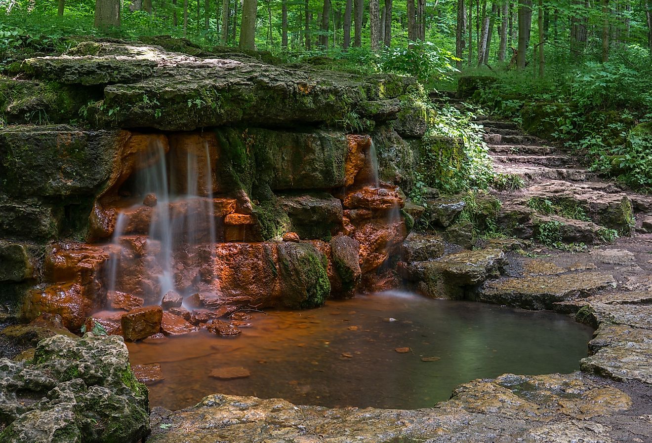 The famous yellow spring in John Bryan State Park.