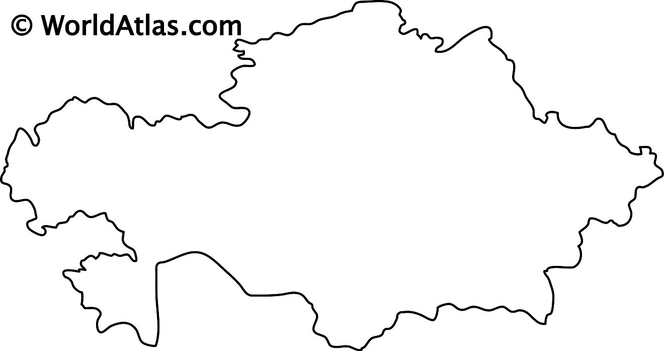 Blank Outline Map of Kazakhstan