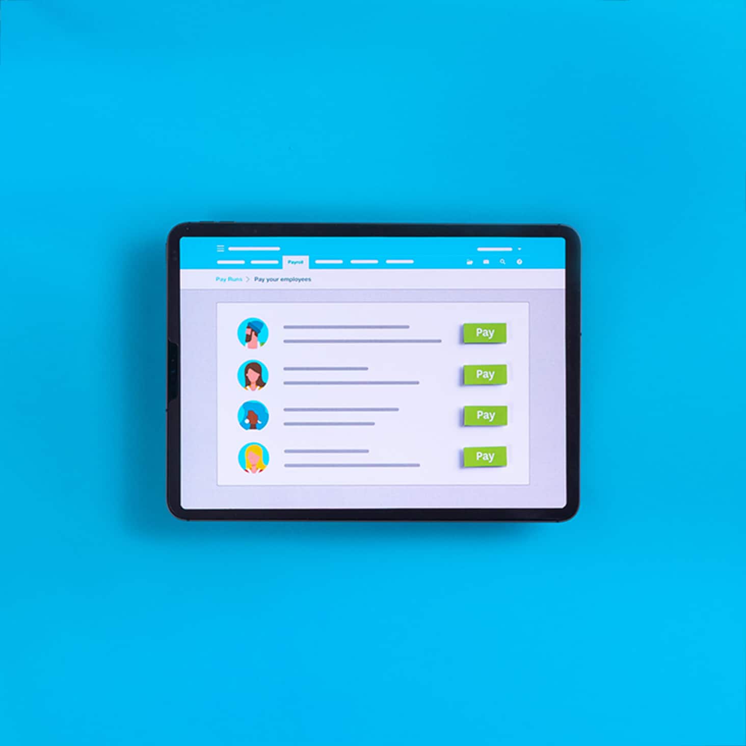 Xero cloud payroll for New Zealand displays a list of employees that can be selected for payment in this pay run.