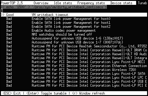 PowerTOP Tunable Setting