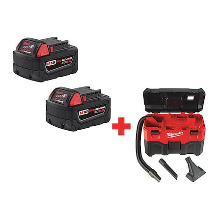 Milwaukee Tool M18â„¢ Cordless Wet/Dry Vacuum, 1-1/4" Hose Dia., HEPA 45 cfm 48-11-1852, 0880-20