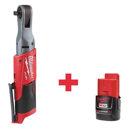 Milwaukee Tool M12™ FUEL™ 3/8" Cordless Ratchet w/ Battery 2557-20, 48-11-2420