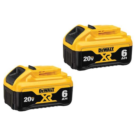 DEWALT 20.0V Max XR Premium Lithium-Ion Battery, XR 6.0Ah Capacity, 2-Pack DCB206-2