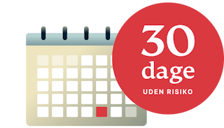 Illustration af en kalender med 30 dages risikofri-badge