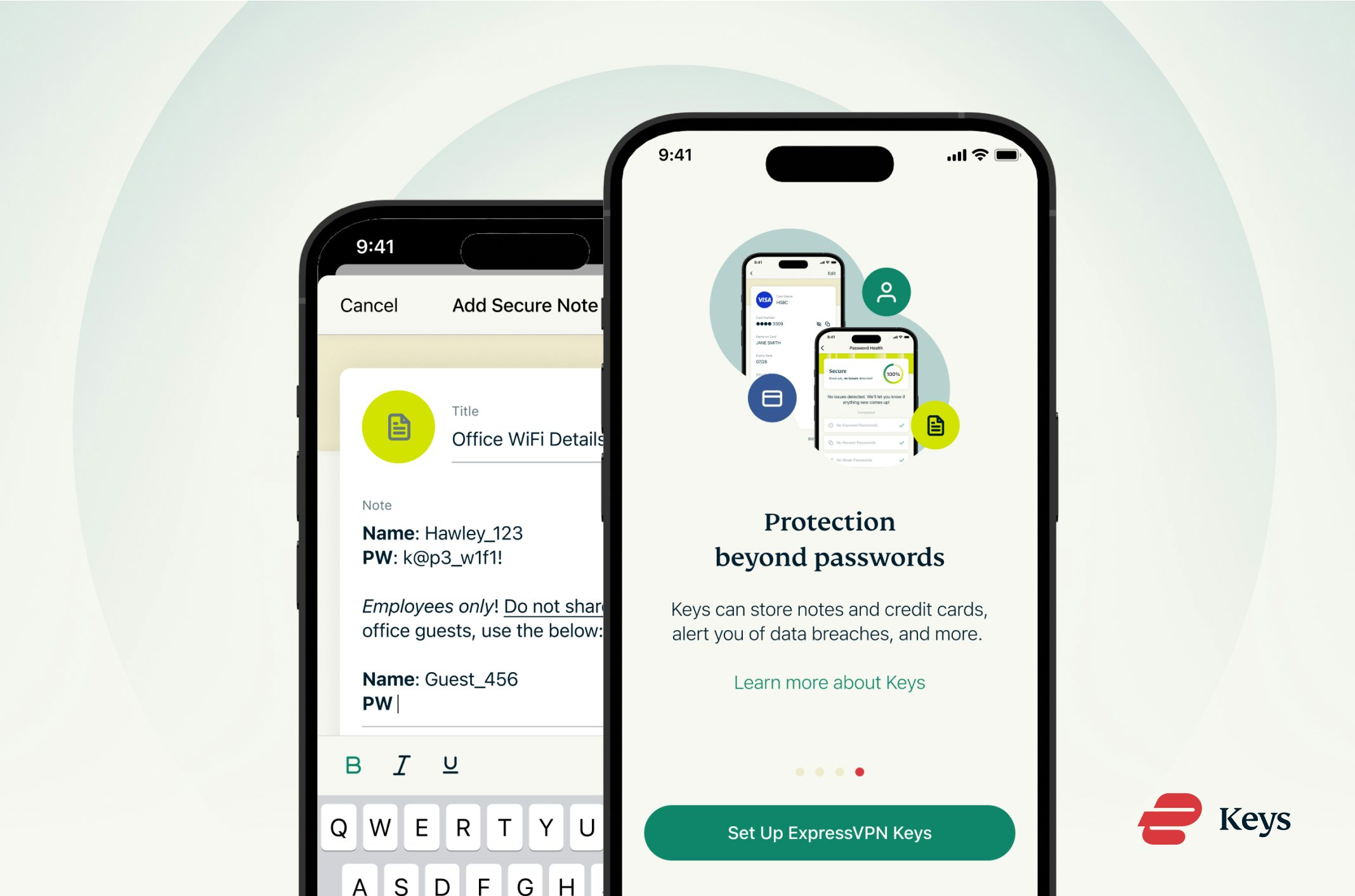 ExpressVPN Keys' secure notes UI
