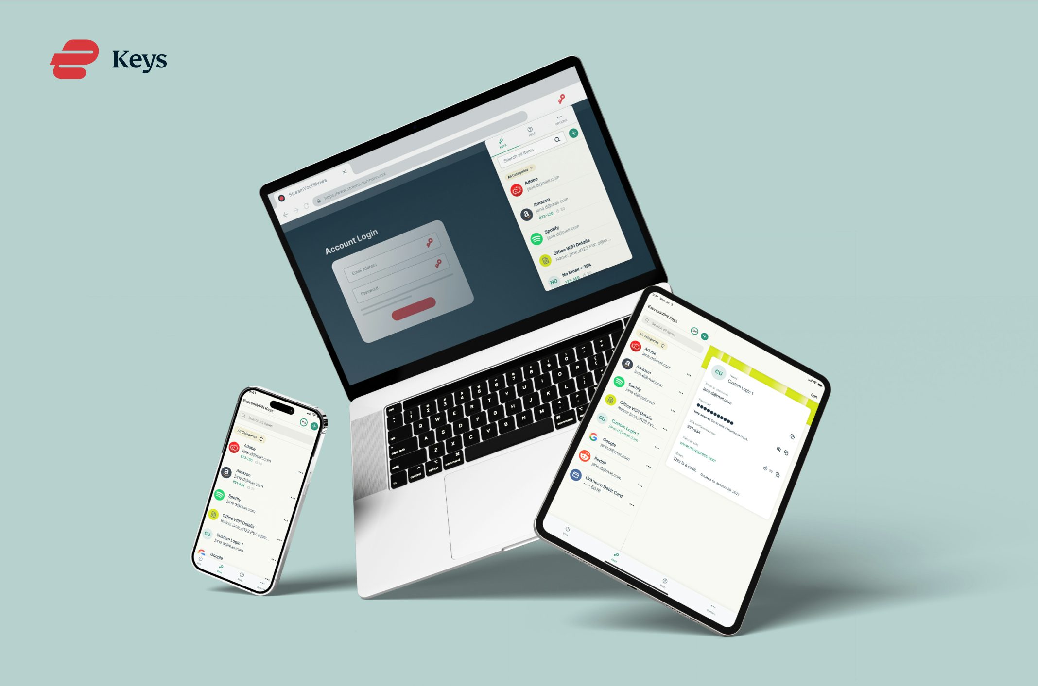 ExpressVPN Keys on different devices.