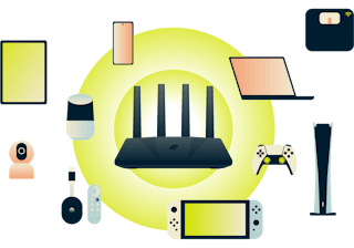 Aircove router with different devices around it