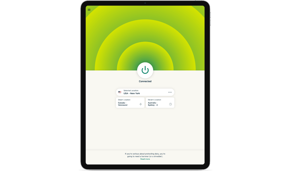 Preview: Screenshots iPad ExpressVPN-iPad-Pro  