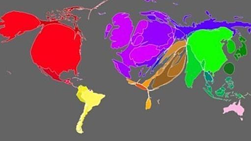 「富の大きさ」で世界地図をつくると、日本はこう姿を変える【画像】