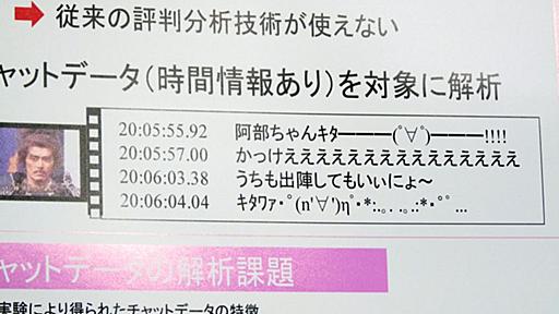 2ちゃんねるのテレビ番組実況レスを分析・解析することも可能な「情報環流システム」 in 技研公開2009