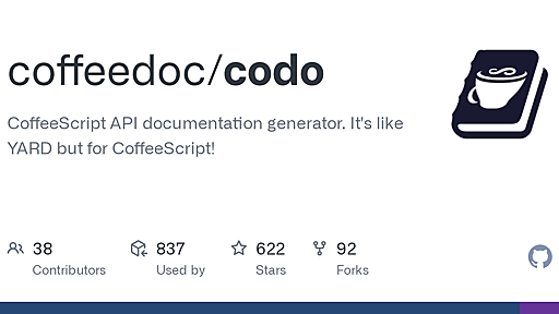 GitHub - coffeedoc/codo: CoffeeScript API documentation generator. It's like YARD but for CoffeeScript!