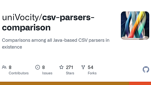 GitHub - uniVocity/csv-parsers-comparison: Comparisons among all Java-based CSV parsers in existence