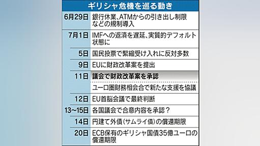 ギリシャ国民反発「投票への裏切り」　改革案承認で　政権運営、いばらの道 - 日本経済新聞