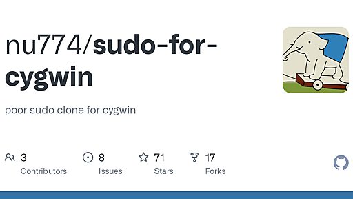 GitHub - nu774/sudo-for-cygwin: poor sudo clone for cygwin