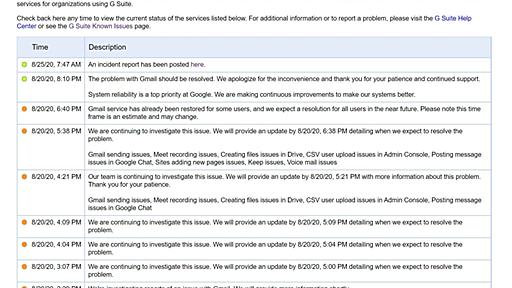 Googleサービスでの8月20日の大規模障害について、Googleが原因と対策を説明