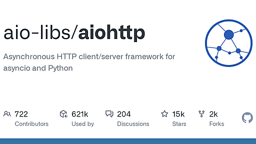 GitHub - aio-libs/aiohttp: Asynchronous HTTP client/server framework for asyncio and Python