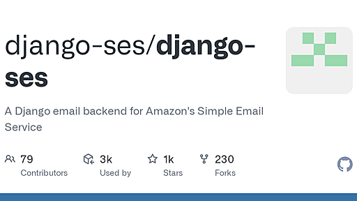 GitHub - django-ses/django-ses: A Django email backend for Amazon's Simple Email Service