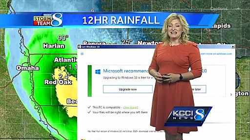 天気予報中にWindows 10のアップグレード画面が映るハプニングが発生