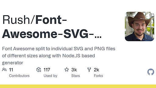 GitHub - Rush/Font-Awesome-SVG-PNG: Font Awesome split to individual SVG and PNG files of different sizes along with Node.JS based generator