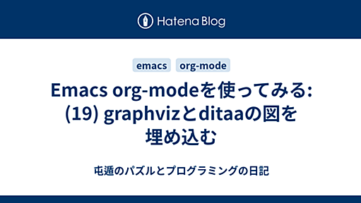 Emacs org-modeを使ってみる: (19) graphvizとditaaの図を埋め込む - 屯遁のパズルとプログラミングの日記