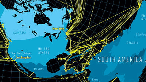 これが本当のインターネット、世界中に張り巡らされた海底ケーブルを地図上に表すとこうなる