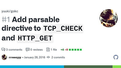 Add parsable directive to `TCP_CHECK` and `HTTP_GET` by rrreeeyyy · Pull Request #1 · yuuki/gokc