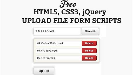 30 Free HTML5, CSS3, jQuery Upload File Form Script Designs