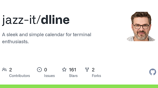 GitHub - jazz-it/dline: A sleek and simple calendar for terminal enthusiasts.