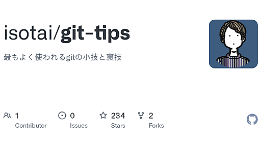 GitHub - isotai/git-tips: 最もよく使われるgitの小技と裏技