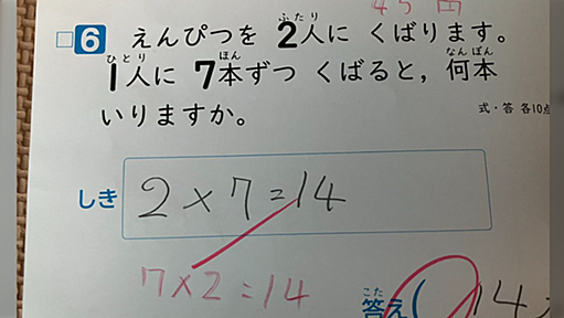 ほんとこういうのやめて欲しい。なんでバツなのか意味分からん。→こういうの算数嫌いになるよね…