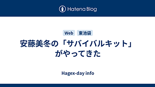 安藤美冬の「サバイバルキット」がやってきた - Hagex-day info