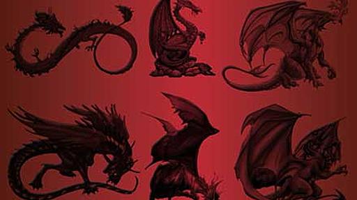 ドラゴンのイラストを手軽に描けるブラシコレクション「30 Collection of Dragon Photoshop Brushes」