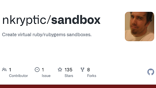 GitHub - nkryptic/sandbox: Create virtual ruby/rubygems sandboxes.