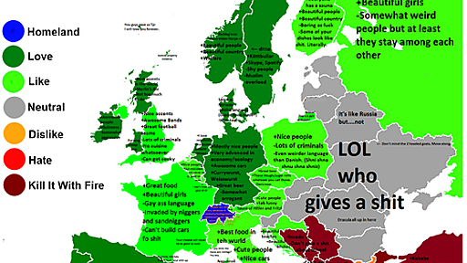 「君たちが欧州をどう思ってるか白地図使って教えてよ」海外のまとめ : 暇は無味無臭の劇薬