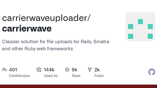 GitHub - carrierwaveuploader/carrierwave: Classier solution for file uploads for Rails, Sinatra and other Ruby web frameworks