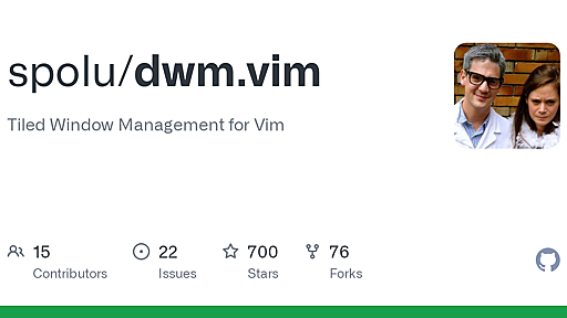 GitHub - spolu/dwm.vim: Tiled Window Management for Vim