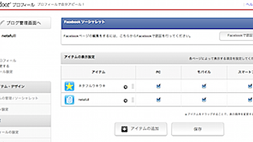 「livedoorプロフィール ソーシャレット」コンテンツ（ツイッターやTumblrも！）をFacebookページに書き出し可能に - ネタフル