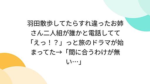 羽田散歩してたらすれ違ったお姉さん二人組が誰かと電話してて「えっ！？」っと旅のドラマが始まってた→「間に合うわけが無い…」