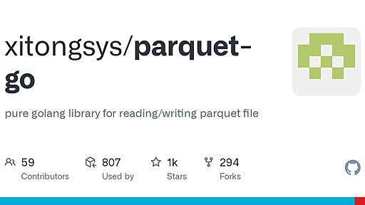 GitHub - xitongsys/parquet-go: pure golang library for reading/writing parquet file